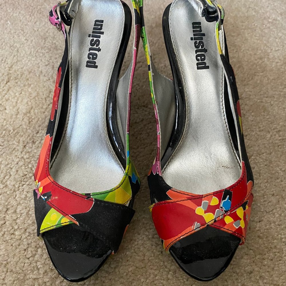 Unlisted Multi Color Open Toe High Heels